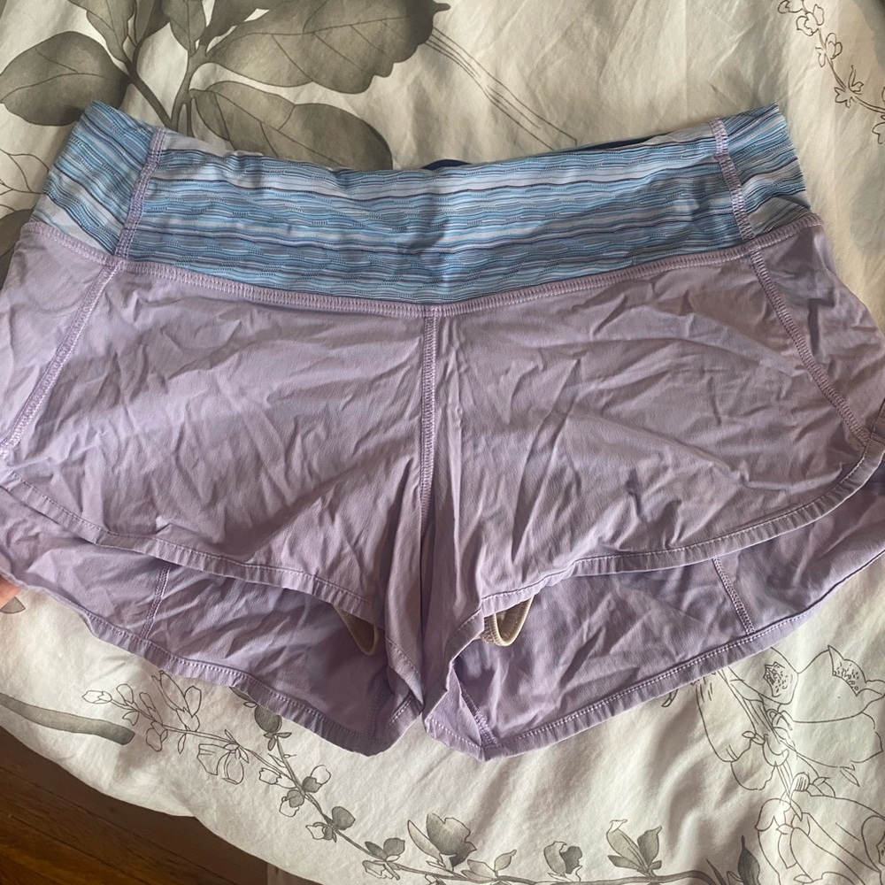 Lululemon sz 6 speed up shorts Light Purple with Blue Waistband